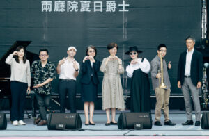 製作顧問謝明諺、音樂家Musa明馬丁、台新綜合企劃處副總楊郁敏、兩廳院藝術總監劉怡汝、壞特 _te、Michael Wang、台灣麒麟啤酒董事長中川亮（國家兩廳院提供／攝影：林軒朗）