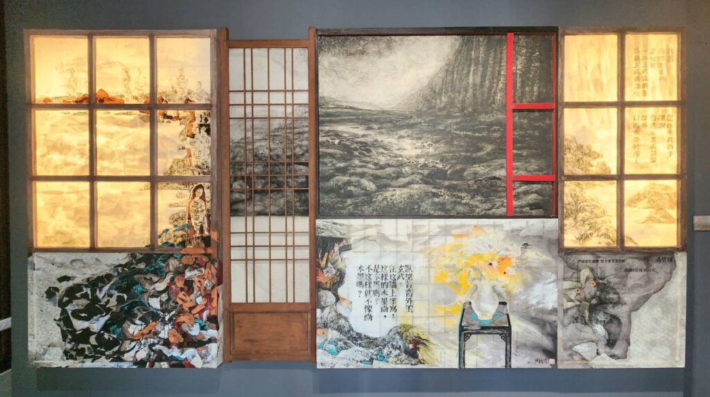 ▲洪根深教授的水墨畫作品在「洪根深美術館」展廳做系列展出，在傳統筆觸與現代筆墨揮灑中，但見遐思與心境。（記者 辛澎祥/攝）