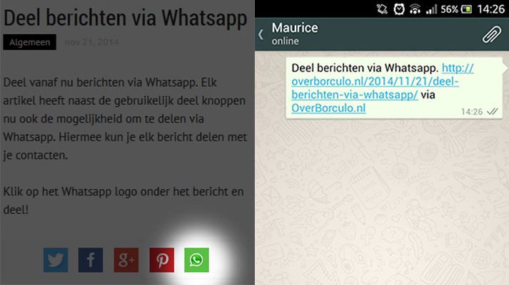 ob sharing Deel berichten via Whatsapp