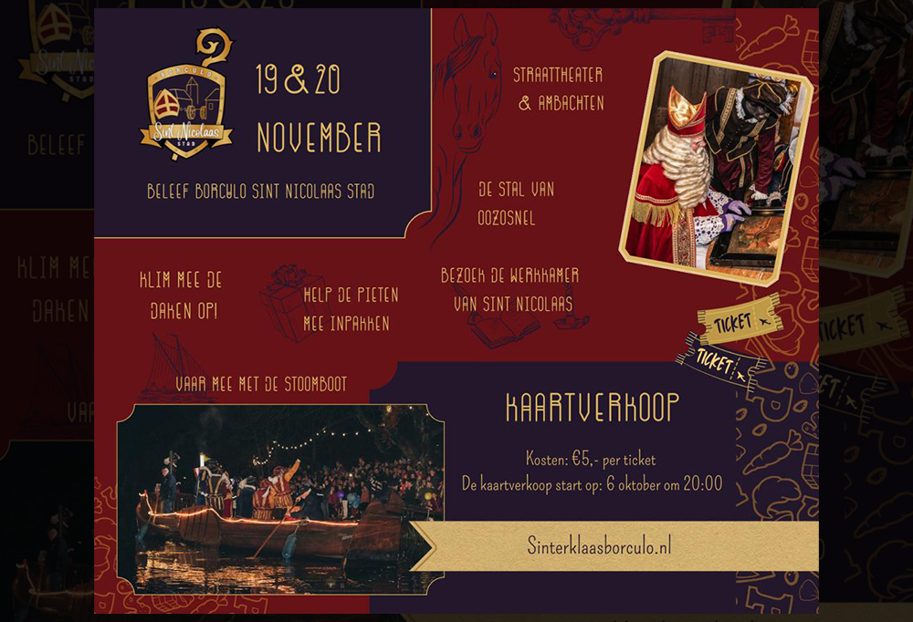 Stichting Borculo Sint Nicolaasstad organiseert beleefweekend op 19 & 20 november Stichting Borculo Sint Nicolaasstad organiseert beleefweekend op 19 & 20 november