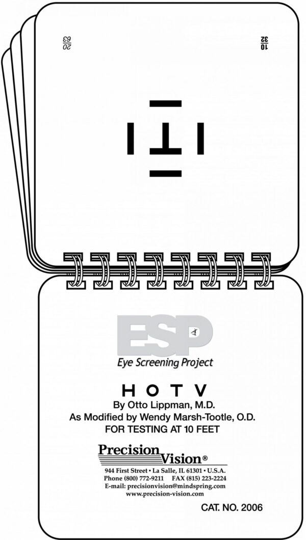 Colenbrander Reading Card Near Vision Standard Contrast Precision Vision