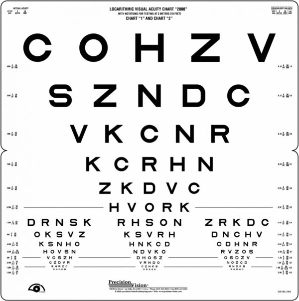 Sloan Distance High Contrast Acuity Folding Chart