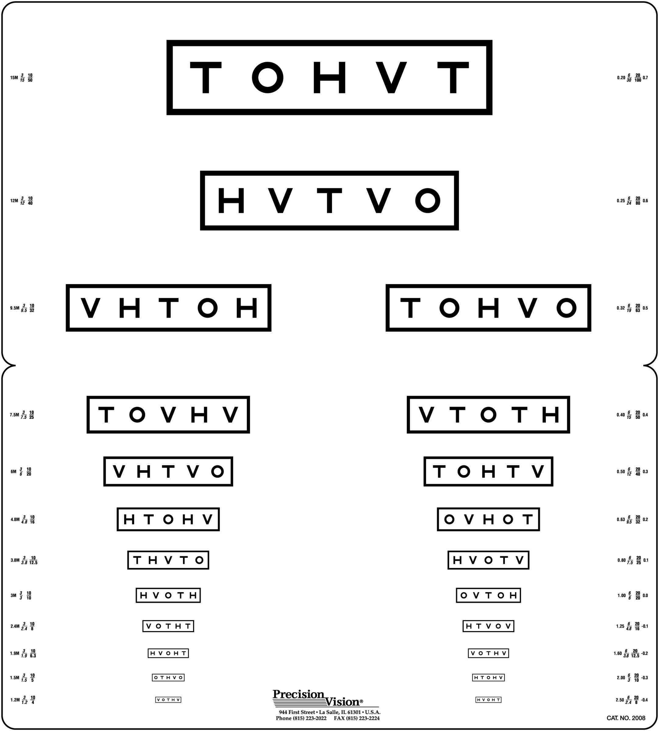 HOTV Visual Acuity Chart 10ft