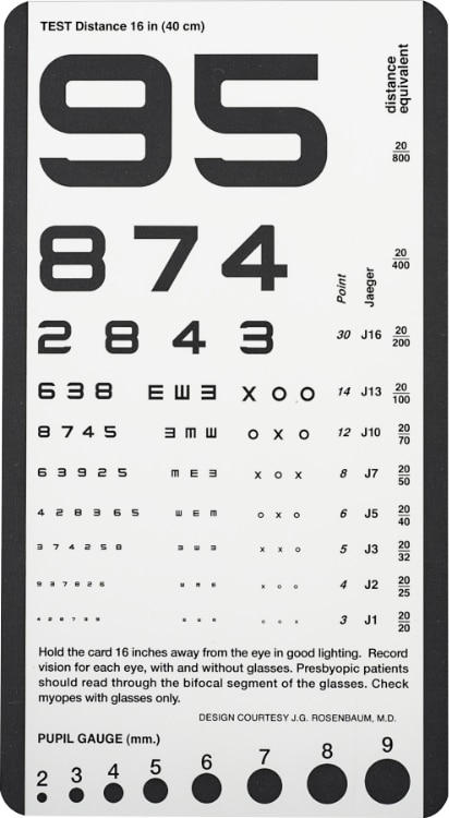 Pocket Size Visual Acuity Eye Vision Test Chart Snellen Eye Chart