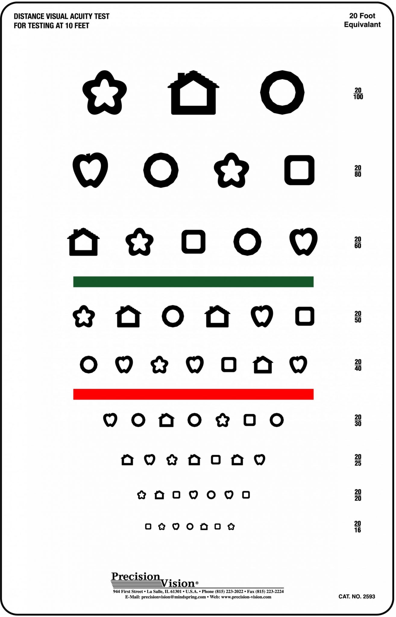 Patti Pics Red and Green Stripe Eye Chart - Precision Vision