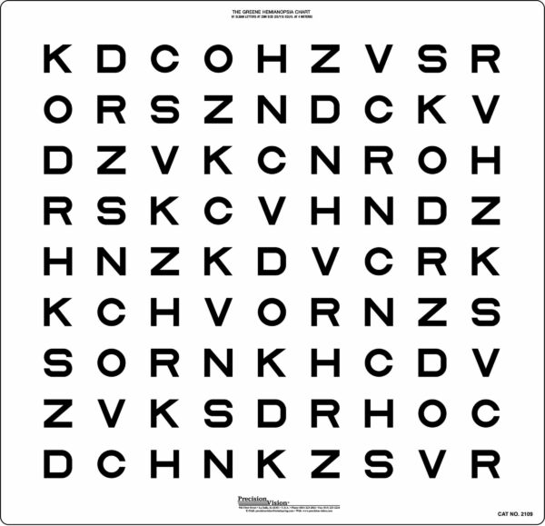 SLOAN Greene Hemianopsia Translucent Distance Chart