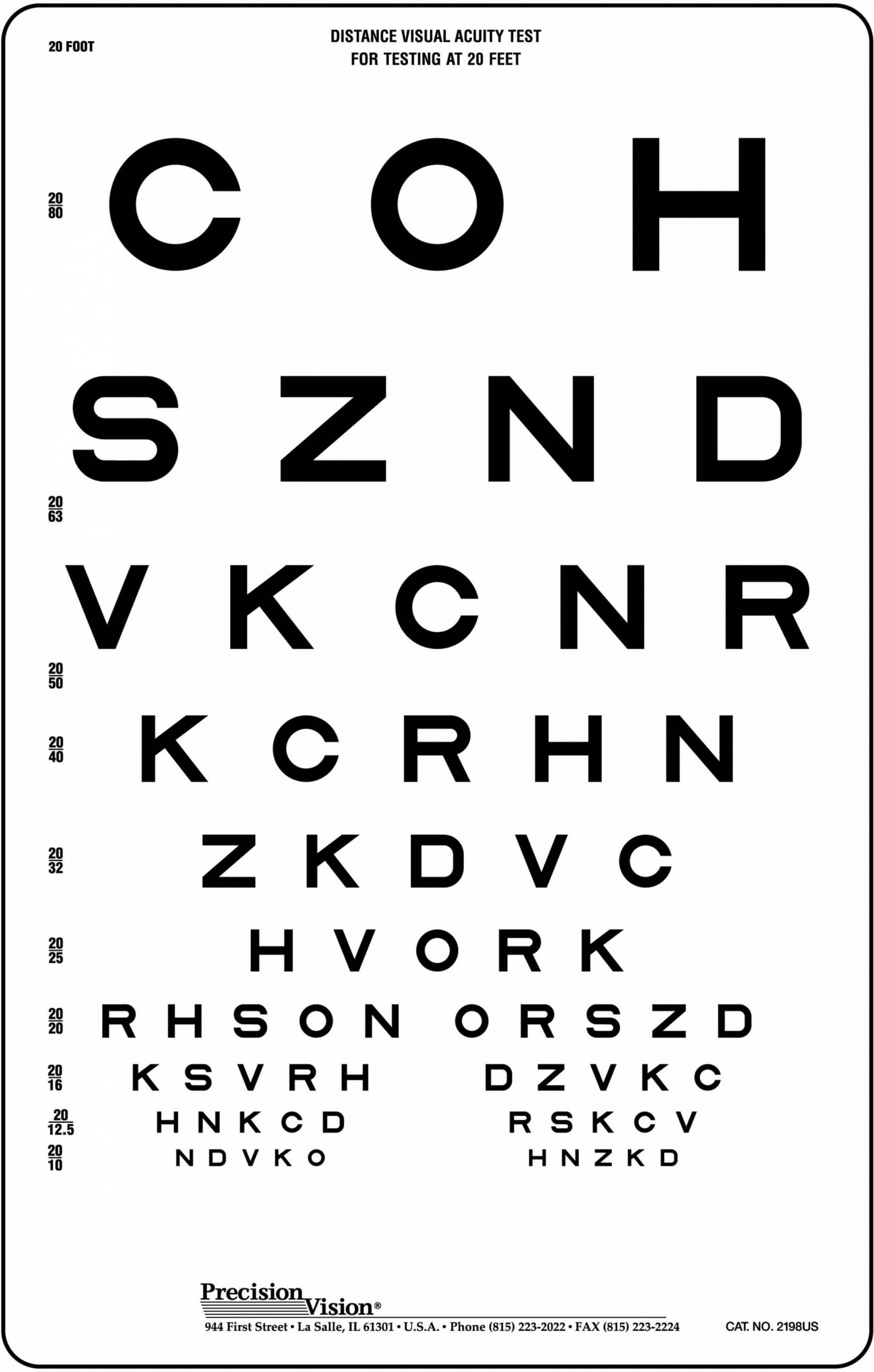 13 Foot Distance Sloan Test - Precision Vision