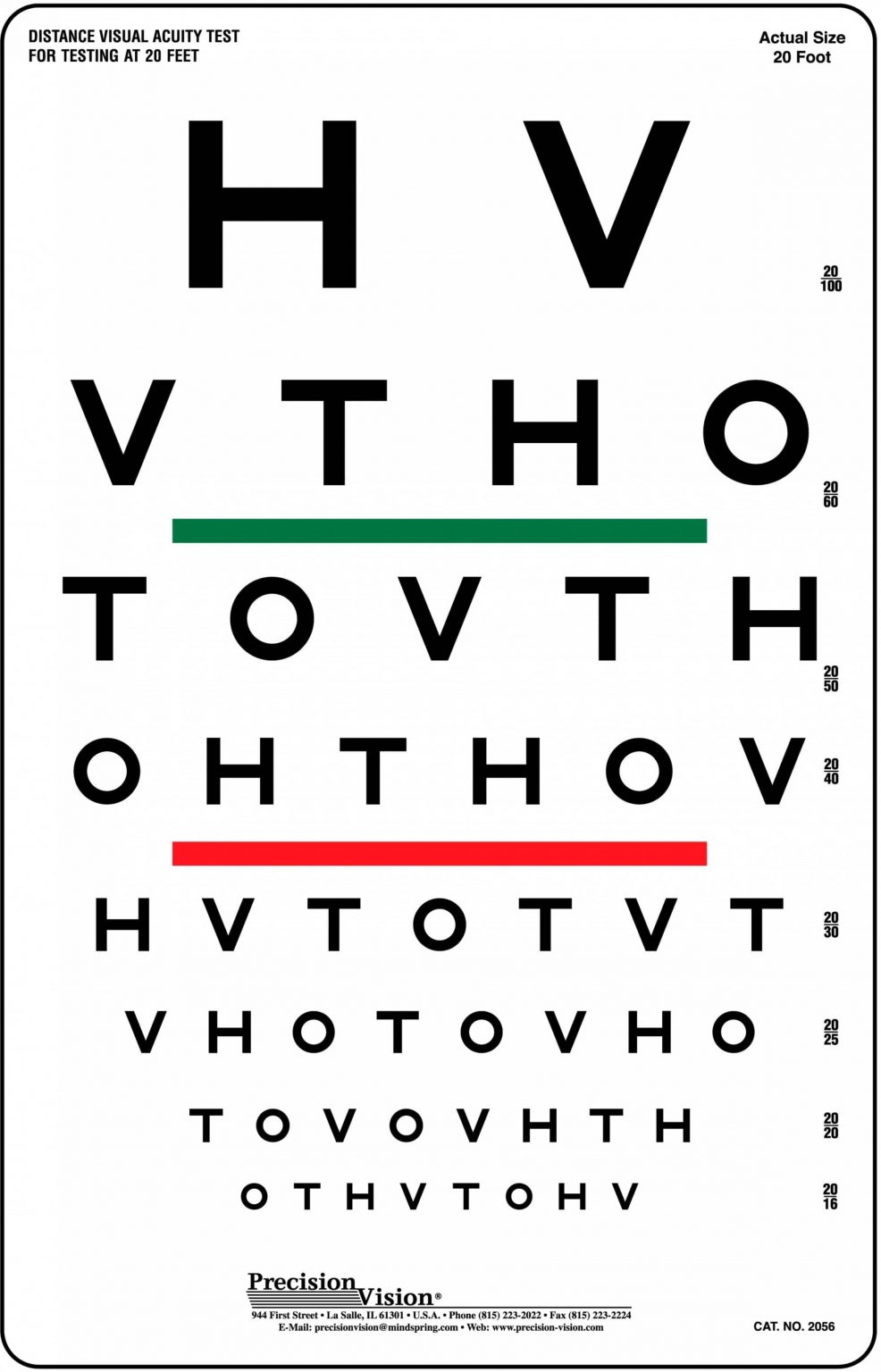 HOTV Visual Acuity / Color Vision Chart - Precision Vision