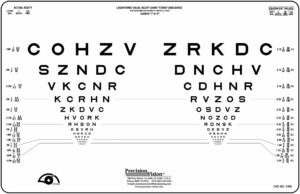 Sloan Letter Translucent 10' Eye Chart 20/100-20/16