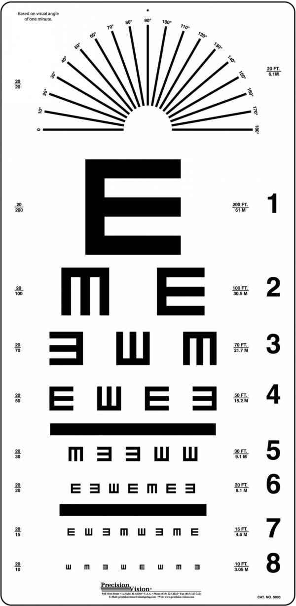 Tumbling "E" Eye Chart Precision Vision