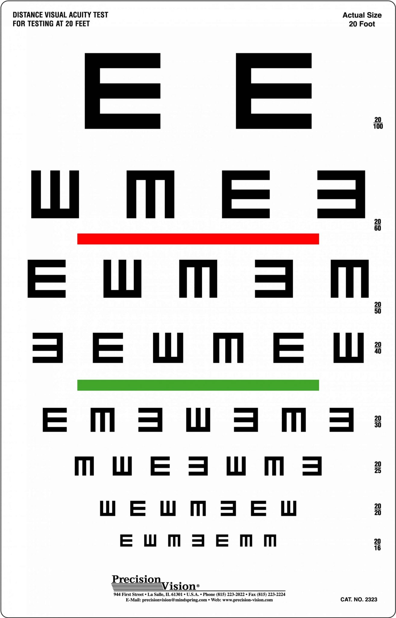 Tumbling "E" Visual Acuity / Color Vision Screening - Precision Vision