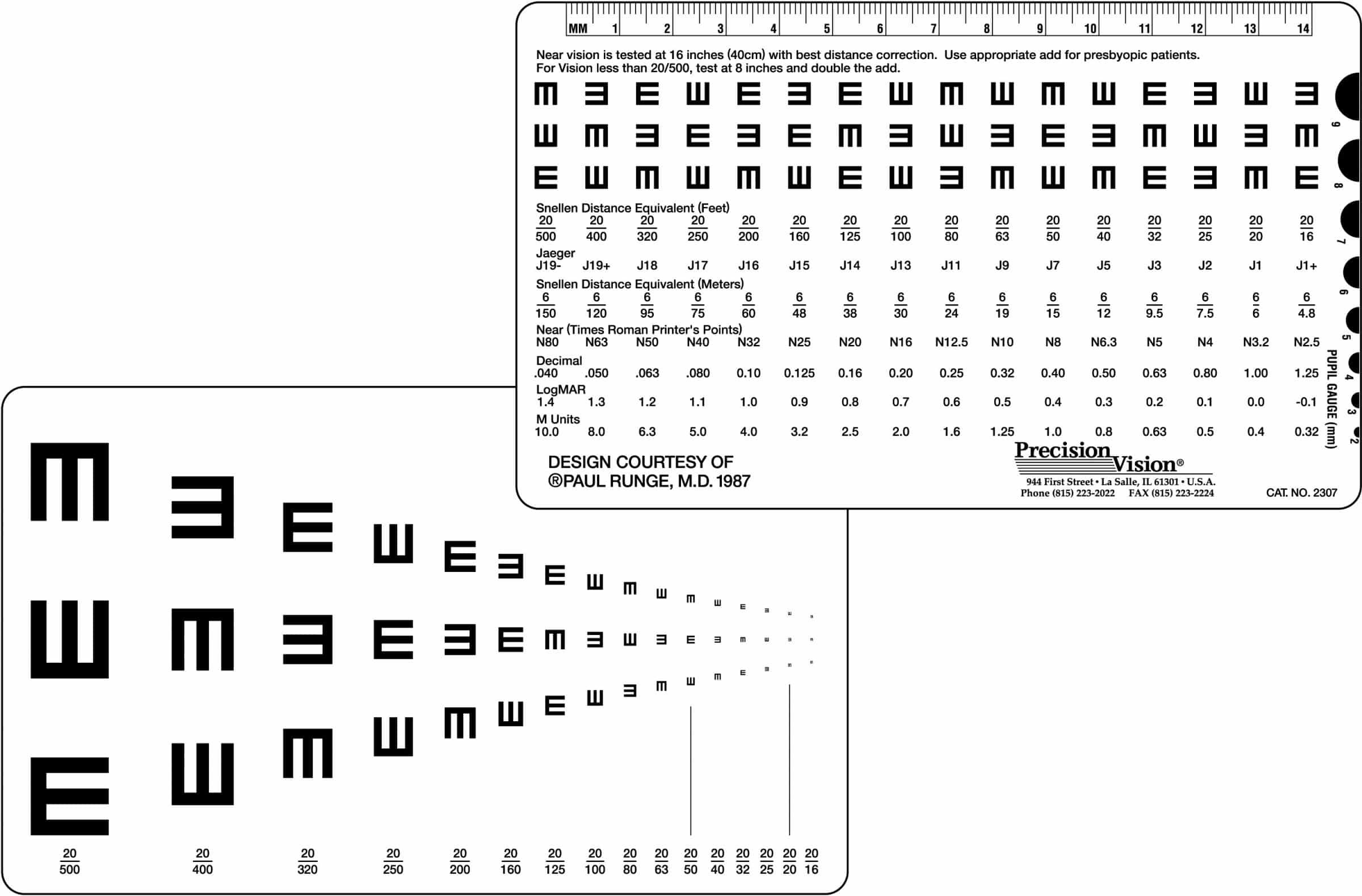 Tumbling E Eye Chart - Precision Vision