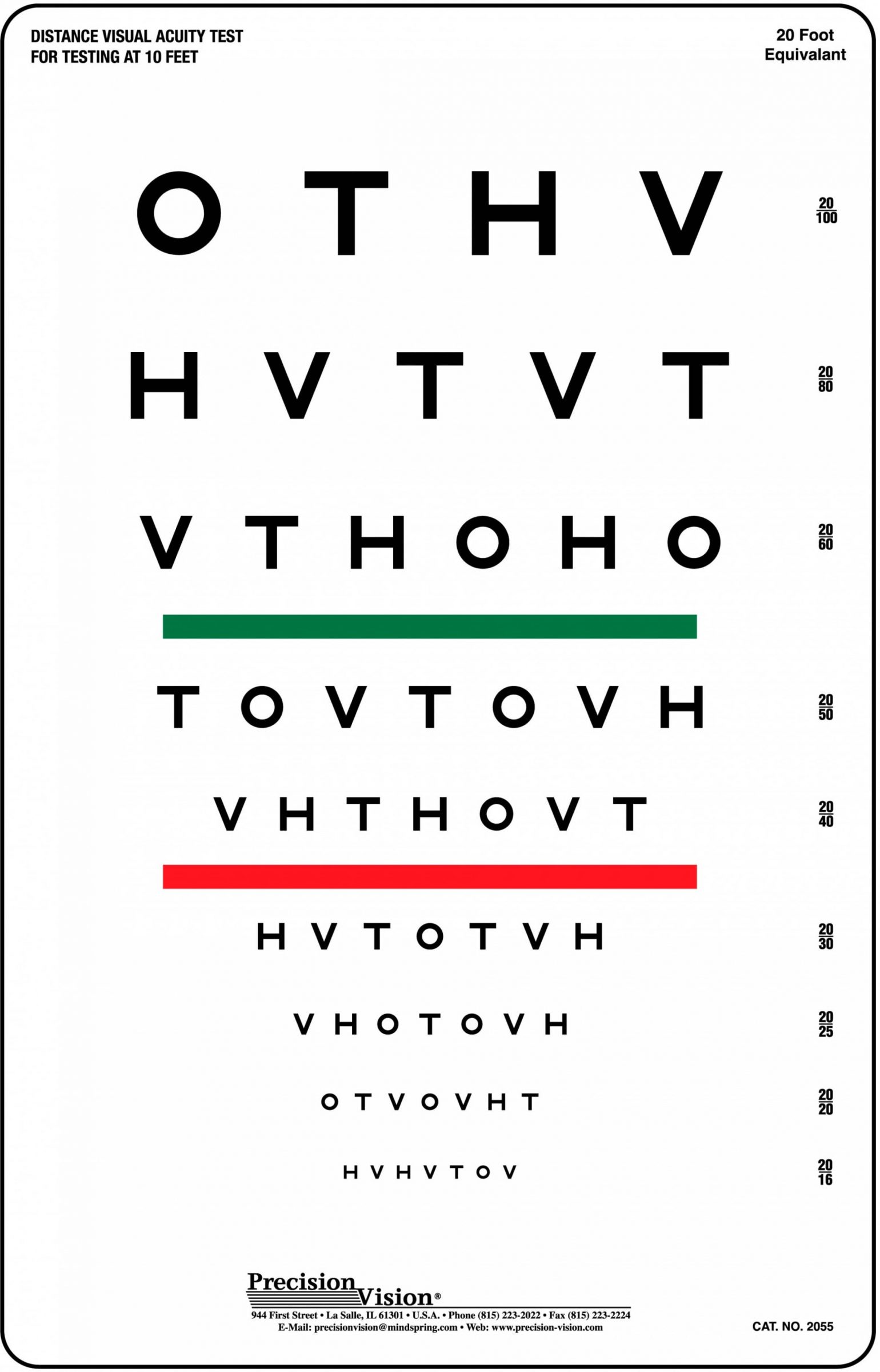 Snellen Chart: Red and Green Bar Visual Acuity Test