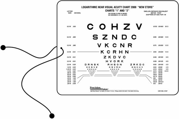 SLOAN Multiple Group Near Vision Testing Card Single Sided