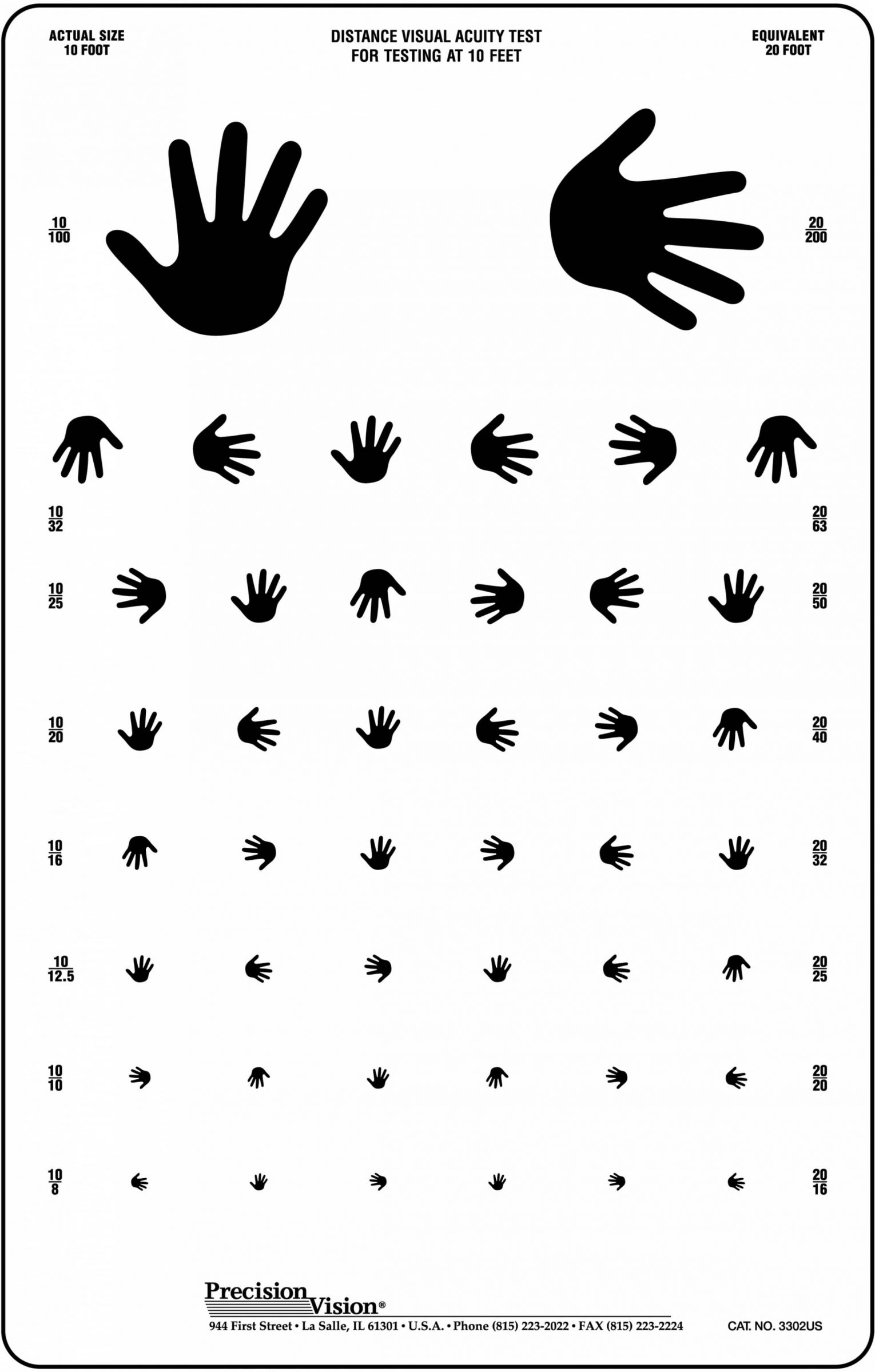 Hand Visual Acuity Chart Precision Vision