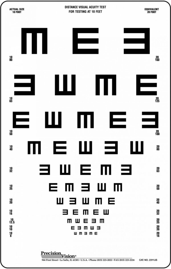 Translucent Tumbling "E" Vision Test Chart