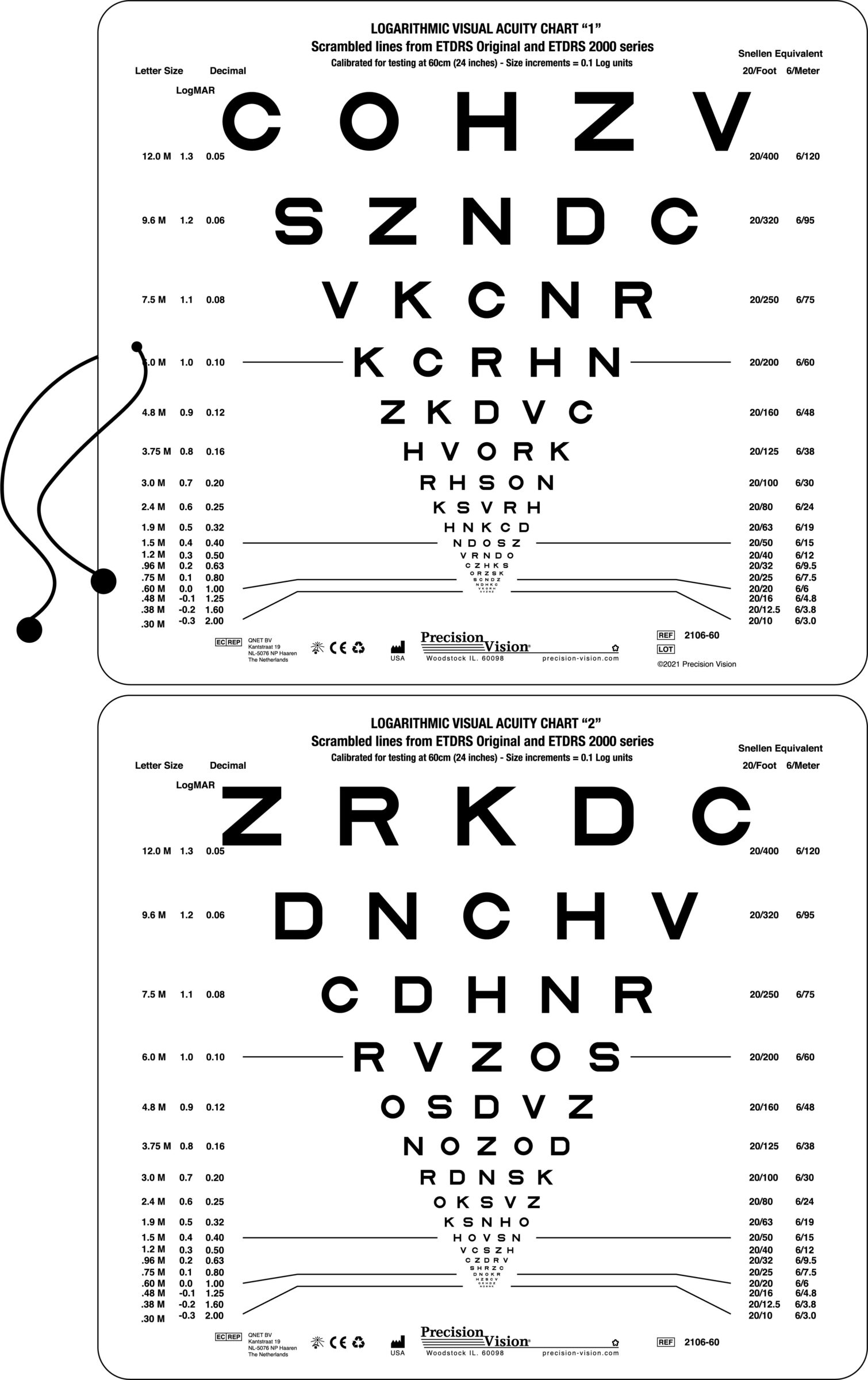 UCanSee E Eye Chart Visual Acuity Chart (22x11 Inches) with Eye Occlud