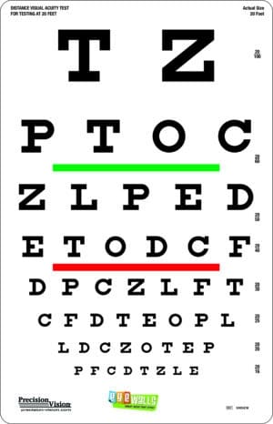 Kids Peel and Stick 9”x14” Eye Test Chart (EyeWalls)