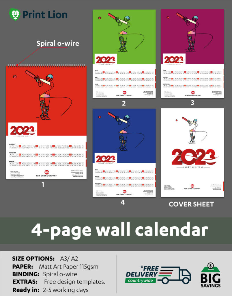 4-page wall calendars