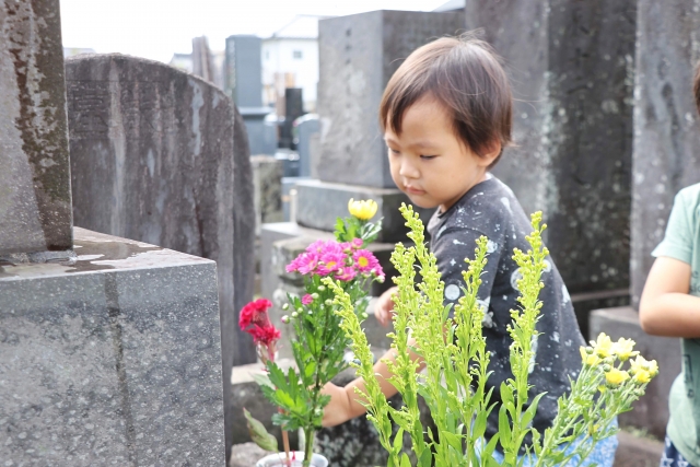 小さな子供のお墓参り