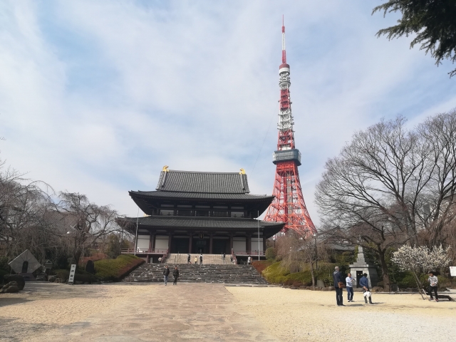 東京タワーと寺院