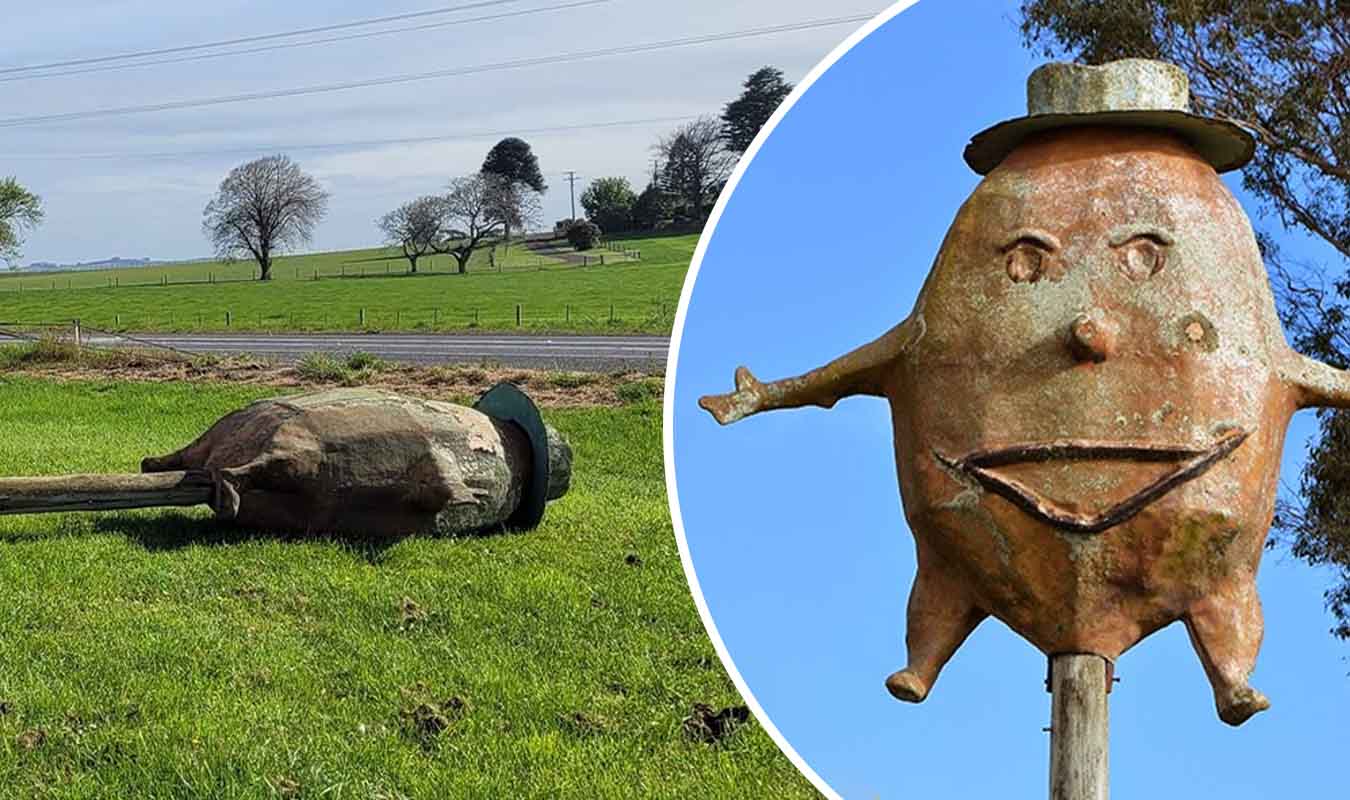 Strong winds topple Tasmania's iconic Big Spud