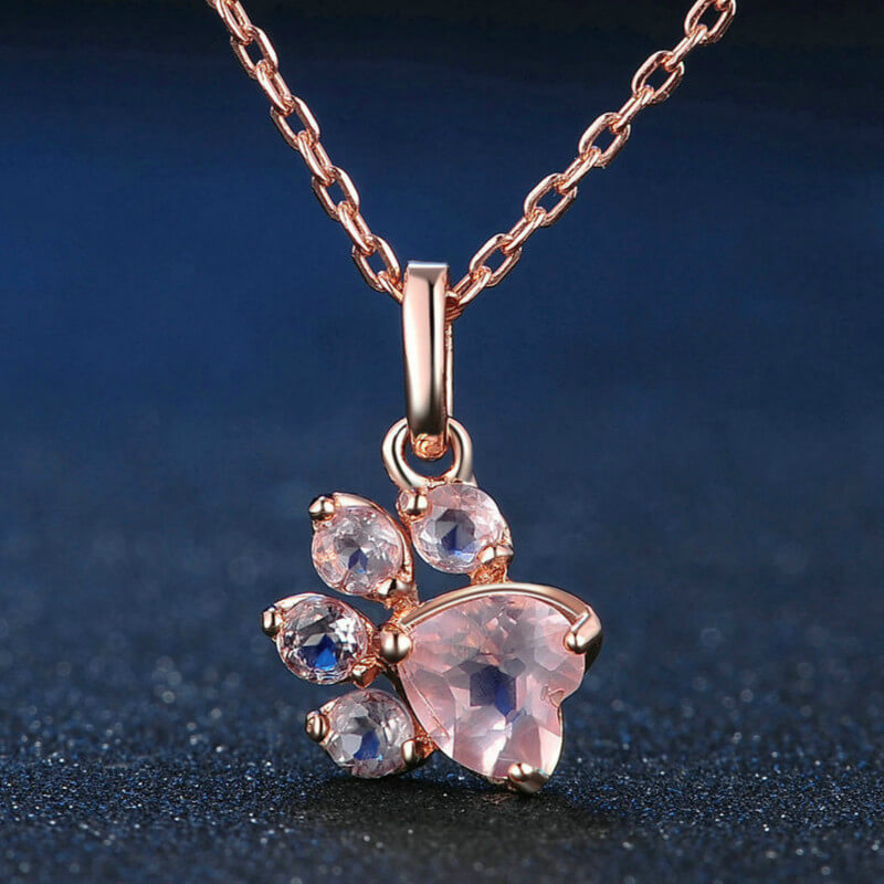 rose gold dog paw necklace