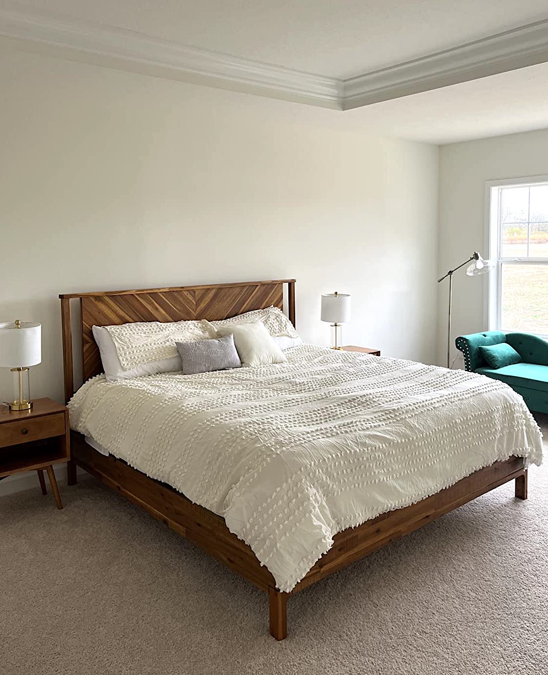 Bme Vivian 14 Inch Solid Acacia Wood Bed Frame with Headboard REAL DECORS