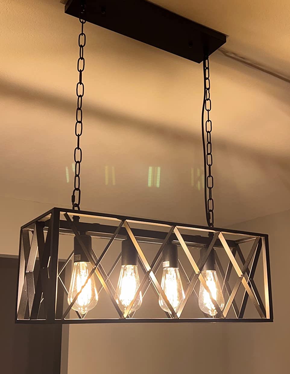 Pynsseu Industrial Kitchen Island Rectangular Pendant Lighting REAL