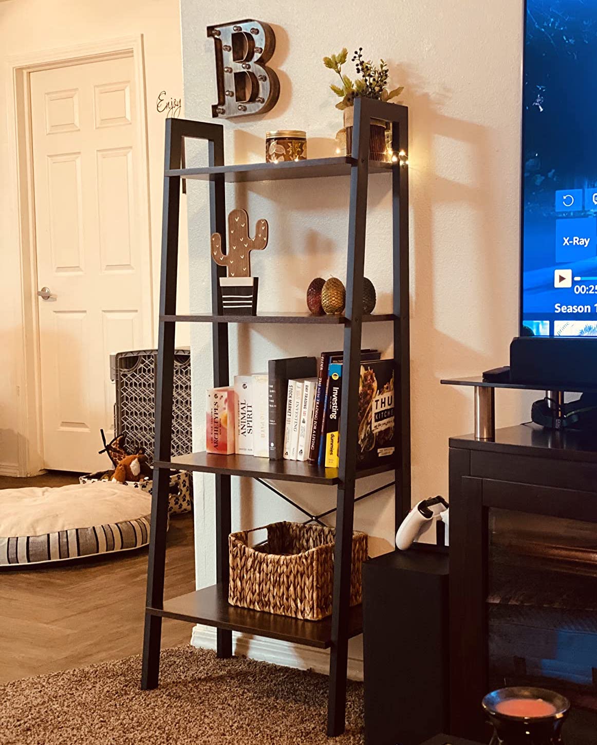 VASAGLE 4Tier Ladder Shelf Bookcase Storage Rack, Rustic Brown REAL