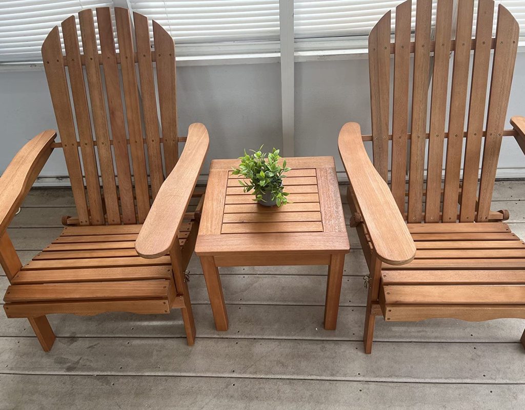 Tangkula 3 Piece Folding Wooden Adirondack Chair Set REAL DECORS