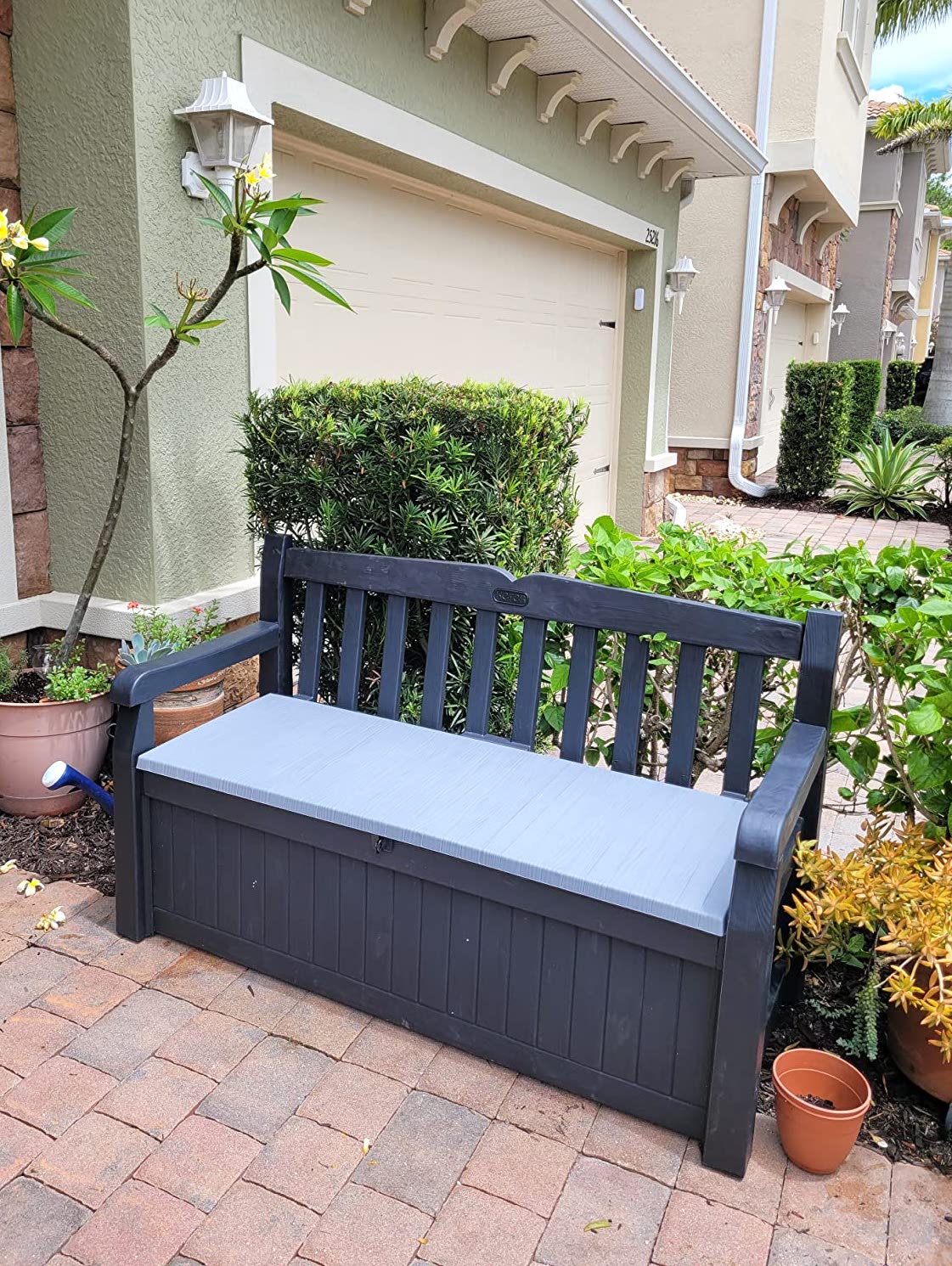Garden Resin Patio Storage Bench 30 Gallon Deck Box Keter Solana 70 Gallon  Durable Resin Outdoor