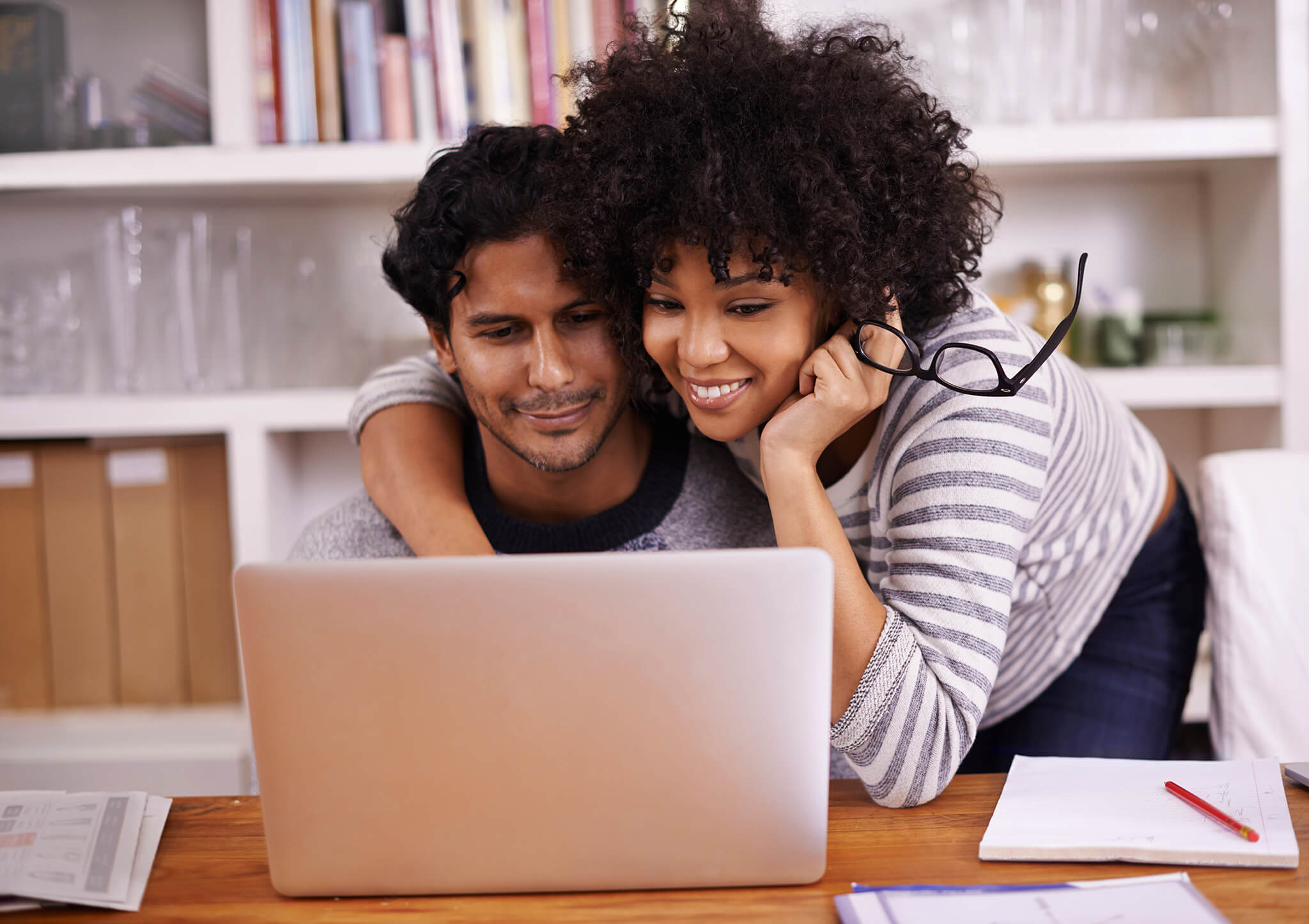 engaged couple looking to searching for first home