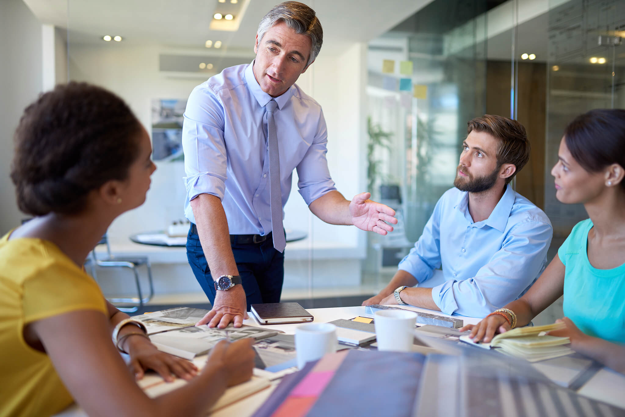 modern real estate team discussing ideas