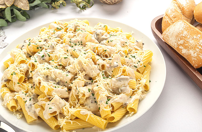 Pasta Carbonara Con Champiñones