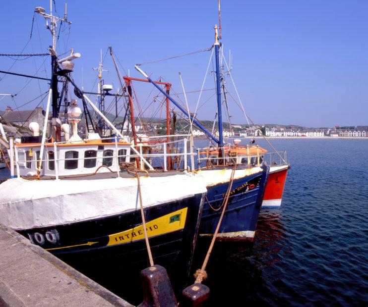 Fishing Boats At The Pier In Port Ellen Islay