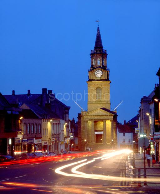 Night Time View In Berwick Upon Tweed With Tolbooth