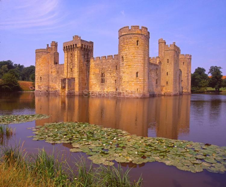 Bodiam Castle A Medieval Fortress Surrounded By A Moat On The Kent Border East Sussex