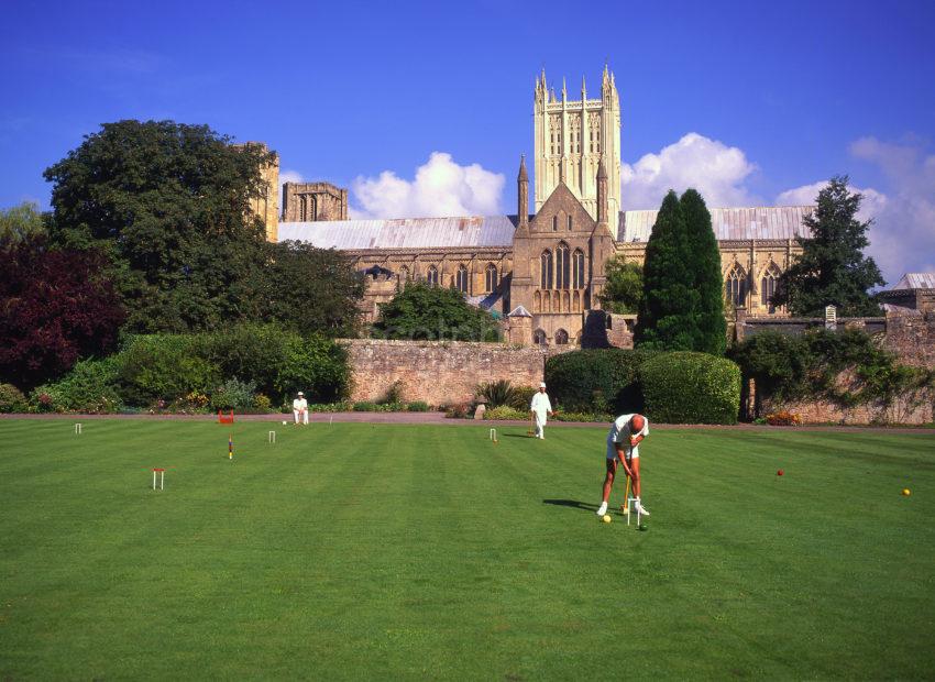 Playing Croquet Near Wells Cathedral