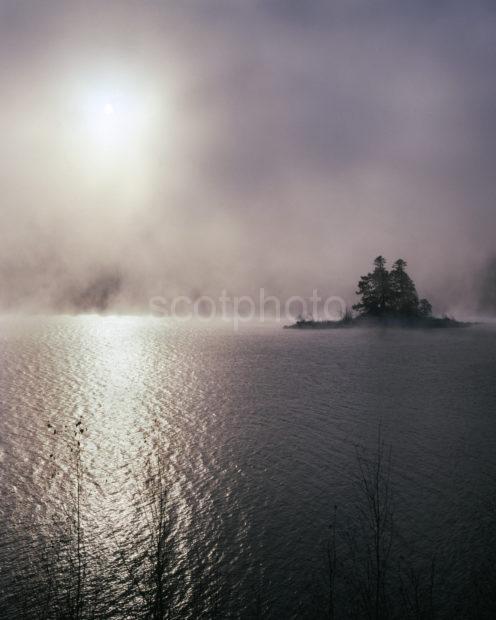 Misty Winter Scene On Loch Laggan West Highlands