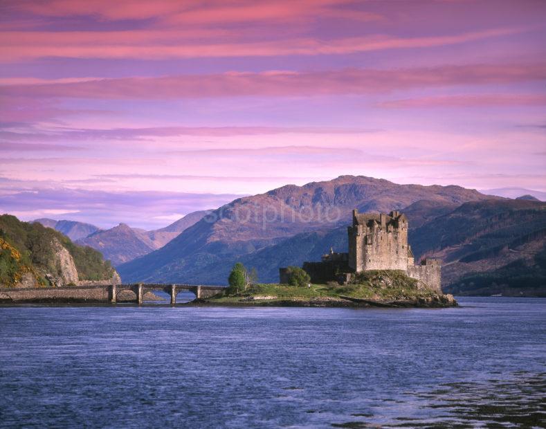 Pink Sunset Above Eilean Donan Castle On Loch Duich