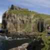 WY3Q8482 Tourist At Duntulm Castle On Dolerite Cliffs Trotternish Skye