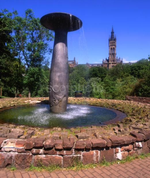 Kelvingrove Park And University Tower City Of Glasgow