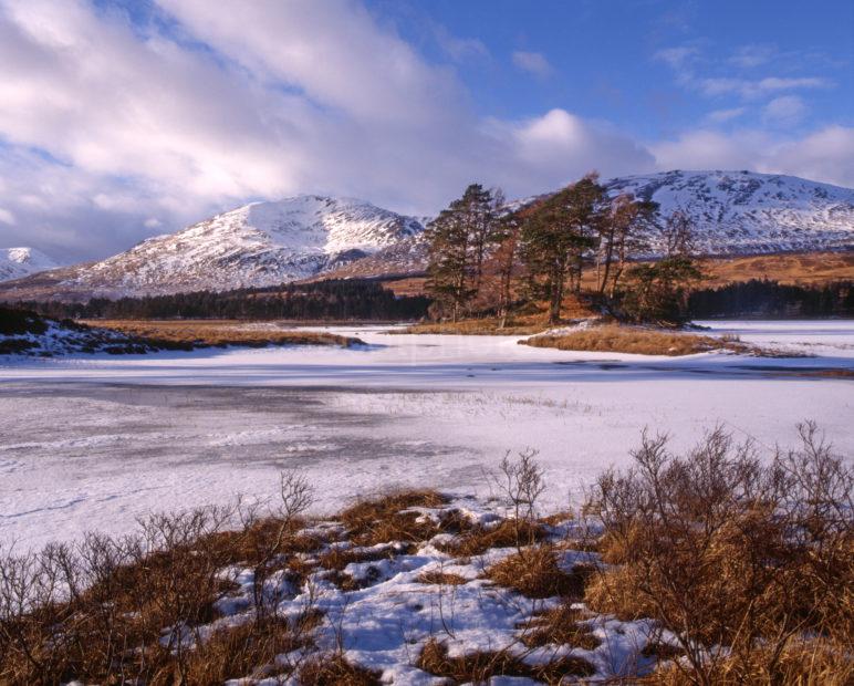 Loch Tulla In Winter Towards Stob Gabhar Black Mount Forest