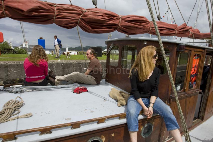 3X8G8685 Relaxing On Crinan Canal During Crinan Classic Argyll