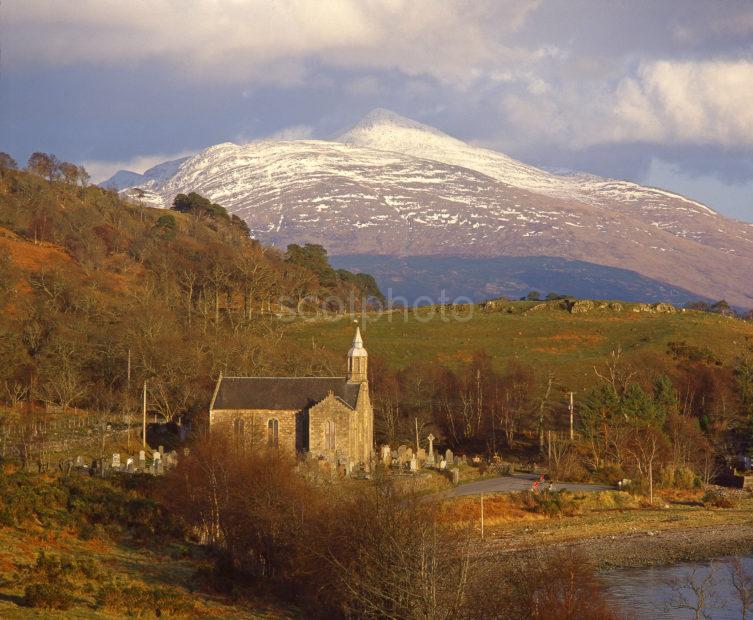 Ardchattan Church Situated On Loch Etive With Ben Cruachan Argyll