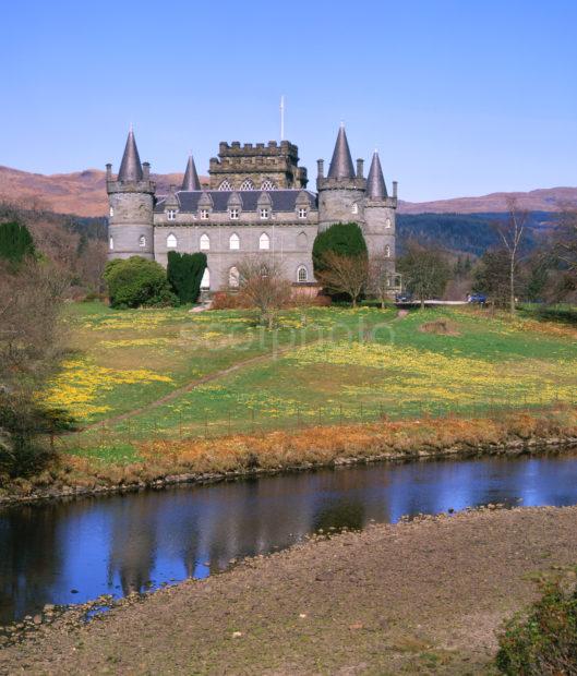 Inveraray Castle From River In Spring