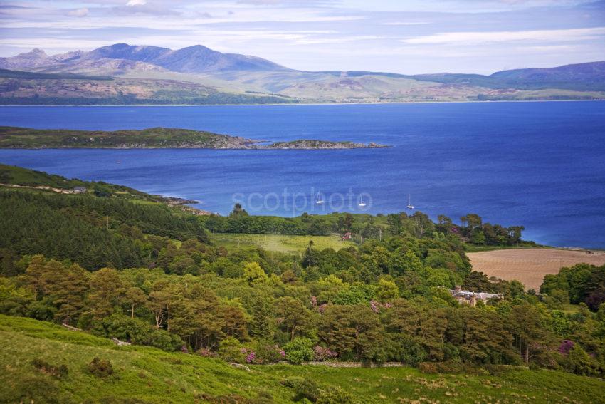 Torisdale Estatef Castle And Distant Arran From Hill