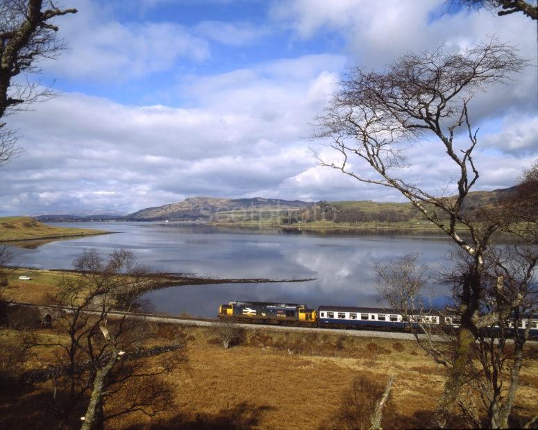 Class 37 409 Runs Alongside Loch Etive With Glasgow To Oban Train