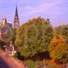 Unusual View In Autumn Looking Towards Saint Cuthberts Church From Castle Terrace Edinburgh City Centre